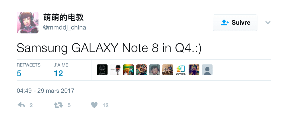 Tweet Galaxy Note 8