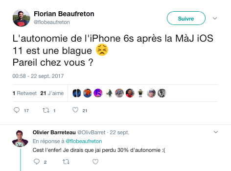 iOS 11 provoque une baisse d'autonomie sur la plupart des appareils compatibles.