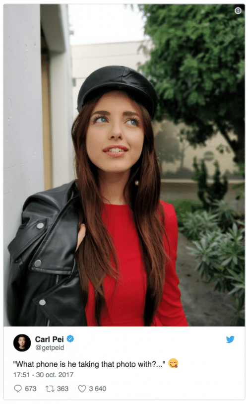 Twitt montrant les qualité des photo en mode portrait du OnePlus 5T.