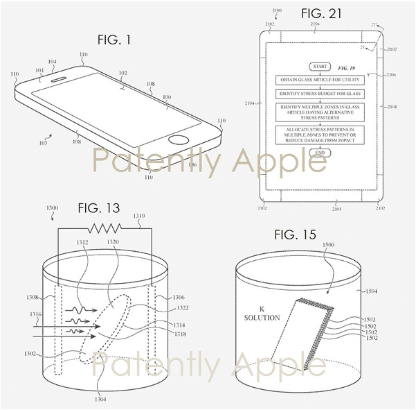 Fiche technique du brevet de verre incassable déposé par Apple.