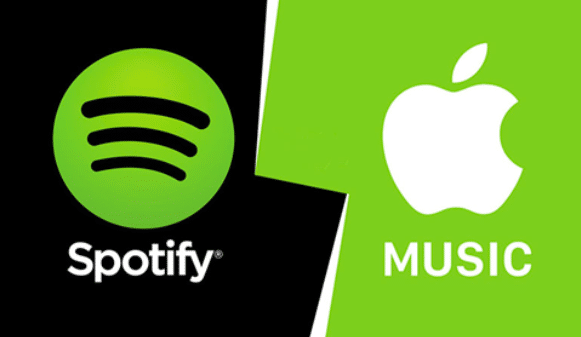 Apple est concurrencé par Spotify concernant l'écoute de musique.