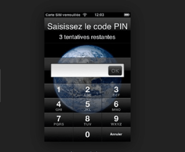 Ecran code PIN pour securiser mobile