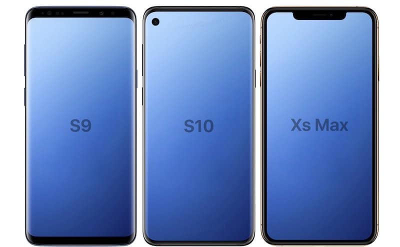 Le Galaxy S10 avec une encoche circulaire.