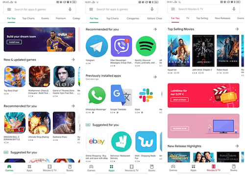 refonte du google play store avec la version 15.1